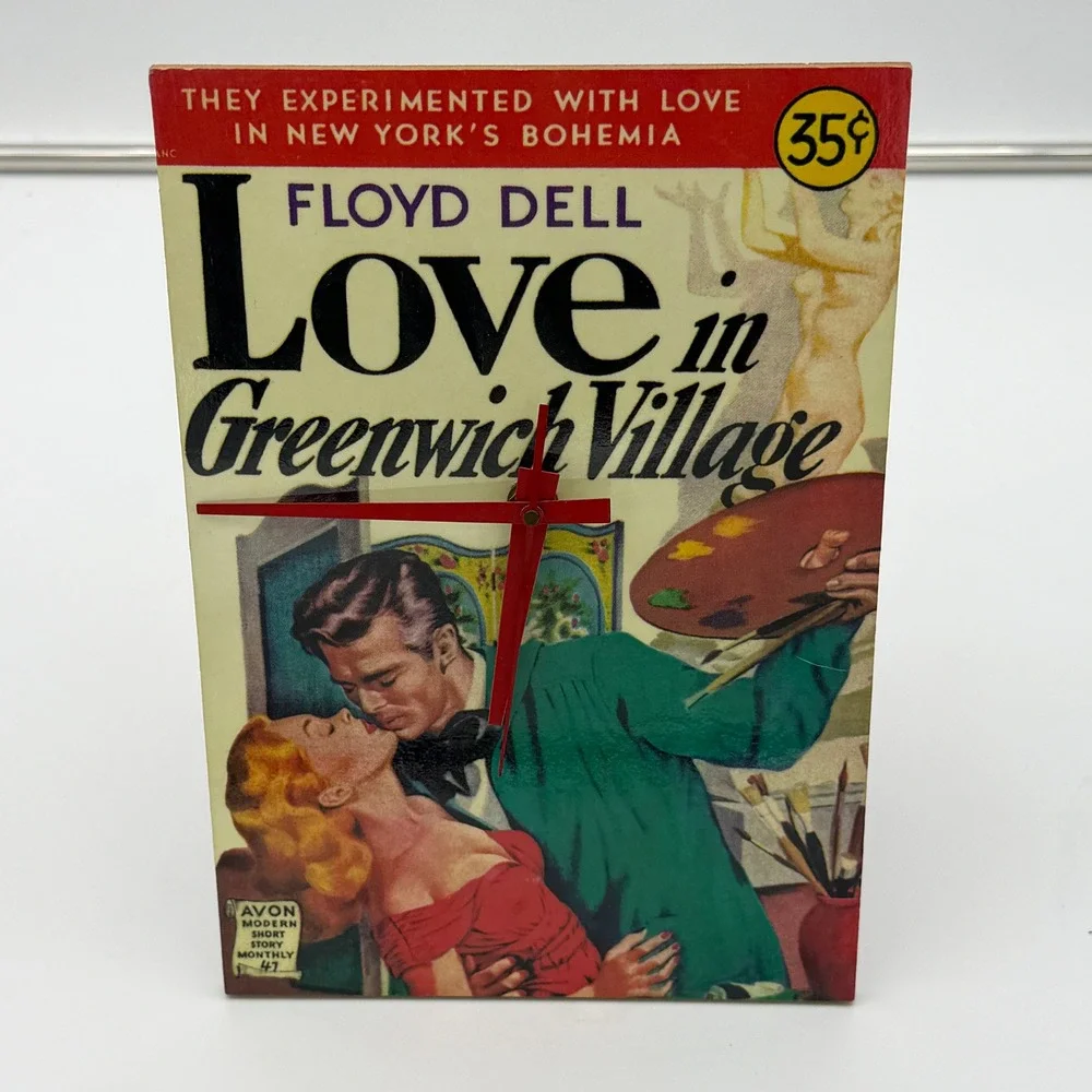 WORKS Vintage Love in Greenwich Village Floyd Dell Pulp Art Wood Wall Clock 1995